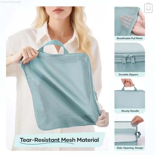 Veken 11-Pack Compression Packing Cubes for Travel Essentials,Compressible Expandable Large Luggage Suitcase Organizer Bags for Clothing,Durable Space Saver Bags with Toiletry Bags(Blue Gray) - color: Blue Gray, size: 11 set
