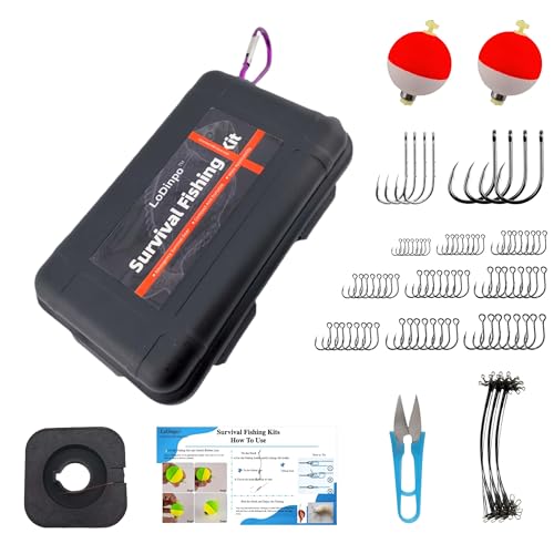 Mini Survival Fishing Kit Small Emergency Fishing TackleBox Pocket Outdoor Fishing Set Travel Party Fishing shoebox Surf Survivalist Fishing Accessories Pack Fishing Gear Gifts for Starter Men - color: Shadow Black