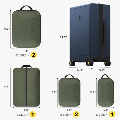 LEVEL8 Carry on Luggage Airline Approved, Small Carry on Suitcases with Wheels, Lightweight Hardside Textured Luggage for Travel, Tsa Approved, 20-Inch, Navy - color: Navy, size: Carry-On 20 Inch + 6PC