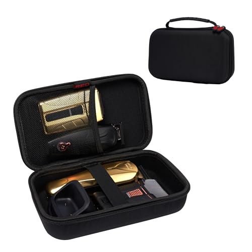 RED by Kiss Men Grooming Portable Organizer BagTravel Pouch (Black) Organize Shaver Trimmer Clipper Hair Comb Convenient Mesh Inner Pocket, Hard Zipper, Handle, Water Resistant Exterior