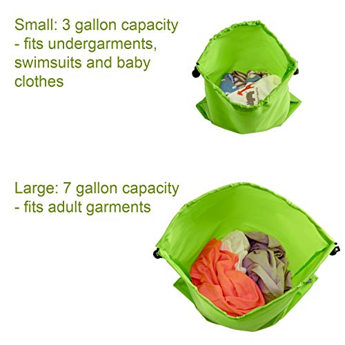 Smooth Trip Travel Laundry Bags with Odor-Blocking Barrier for Wet and Dirty Clothing - Set of 2 Foldable Compact Bags Fit in Luggage and Packs for Gym Clothes, Shoes, Bathing Suits and Baby Clothes