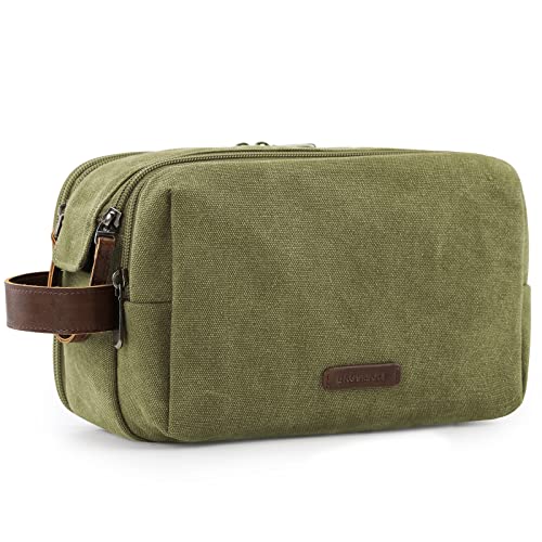 BAGSMART Toiletry Bag for Men, Canvas Travel Toiletry Organizer Dopp Kit Water-resistant Shaving Bag for Toiletries Accessories,Green-Large - color: Green, size: Large