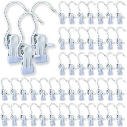 Hangers Clips,Stainless Hooks for Closet Hooks,Heavy Duty Clothespins Laundry Hanging Hooks,Travel Portable Clothes,Boot Tall Towel Hats Socks Pants and Bras (50, Matte White) - color: Matte White