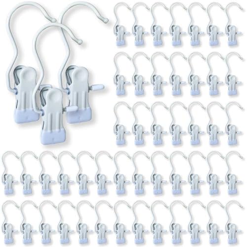 Hangers Clips,Stainless Hooks for Closet Hooks,Heavy Duty Clothespins Laundry Hanging Hooks,Travel Portable Clothes,Boot Tall Towel Hats Socks Pants and Bras (50, Matte White) - color: Matte White