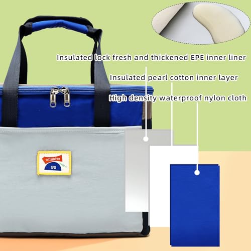 willikiva Insulated Lunch Bag Women Man Leakproof Soft Cooler Tote Bag Reusable LunchBox with Adjustable Shoulder Strap for Adults Work Travel(Grey Blue) - color: Grey Blue