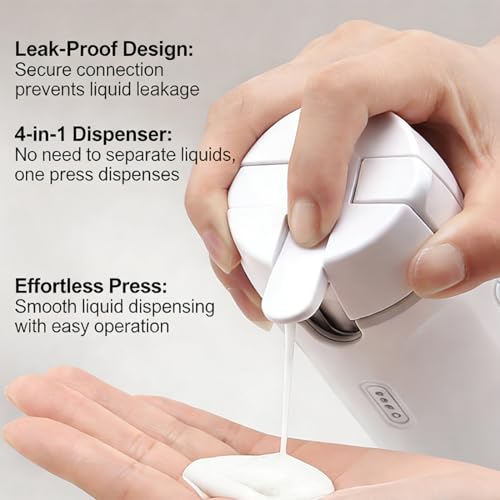 4-in-1 30ML Travel Size Dispenser Toiletries Bottles Set, Leak-Proof Refillable Containers Dispensers Labels Portable Toiletry Organizer Cup for Shampoo, Lotion, Soap Travel Essentials