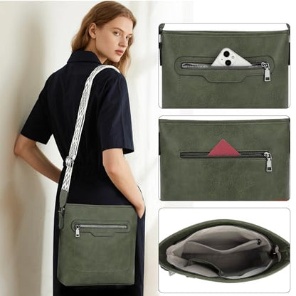 TANTOMI Crossbody Bags for Women Casual Crossbody Purses for Women Travel Shoulder Bag Handbags with Adjustable Strap - color: Dark Green