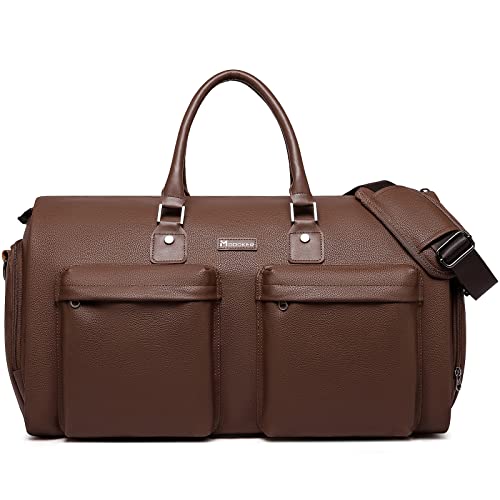 Modoker Garment Bags for Travel Carry on Duffle Bags for Airplane Weekender Suit Bags for Men Travel,2 in 1 Travel Duffel ang Garment Bags for Hanging Clothes,Black - color: B-Brown