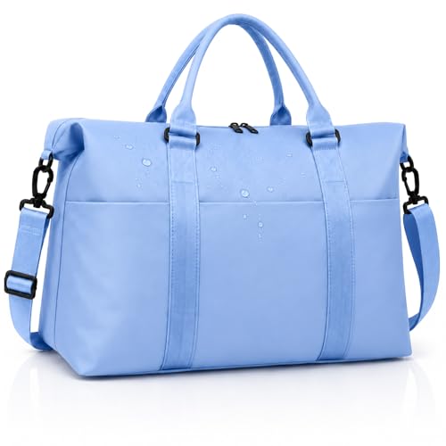 Weekender Duffel Bags for Women， Travel Totes Bag for Airplane Essentials, Overnight Bags for Women with Trolley Sleeve, Large Carry On Hospital Bag for Labor and Delivery, Sport, Gym - color: Ocean Blue