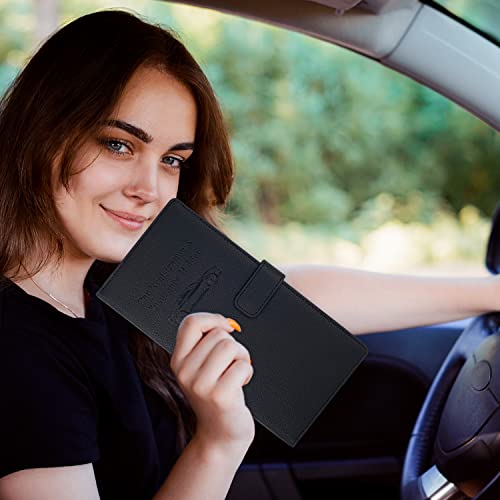 RSAquar Car Registration and Insurance Holder, Leather Car Glove Box Organizer, Cool Car Accessories for ID, Driver's License Cards & Essential Document, Men&Women, Black#2 - color: Black#2