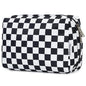 Narwey Checkered Makeup Bag Travel Cosmetic Bag Organizer Toiletry Bag Make Up Bags with Compartments for Women Girls (Large, Black Checkerboard) - color: YB-Black Checkerboard, style: Large