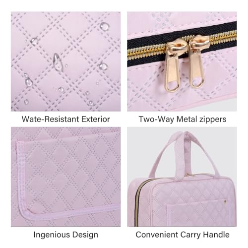 Hanging Toiletry Bag for Women Cosmetic Toiletries Travel Bag, Pink - color: Pink