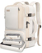 Vancropak Carry on Backpack, 47L Expandable Extra Large Travel Backpack with 3 Packing Cubes, Flight Approved Water Resistant Luggage Suitcase Weekend Duffle Bag Overnight Daypack for Women Men, Beige