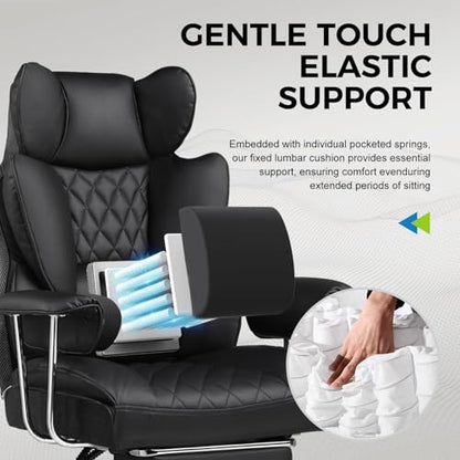 GTPLAYER Gaming Chair, Computer Chair with Footrest and Lumbar Support, Height Adjustable Game Chair with 360°-Swivel Seat and Headrest and for Office or Gaming (White) - color: Purewhite