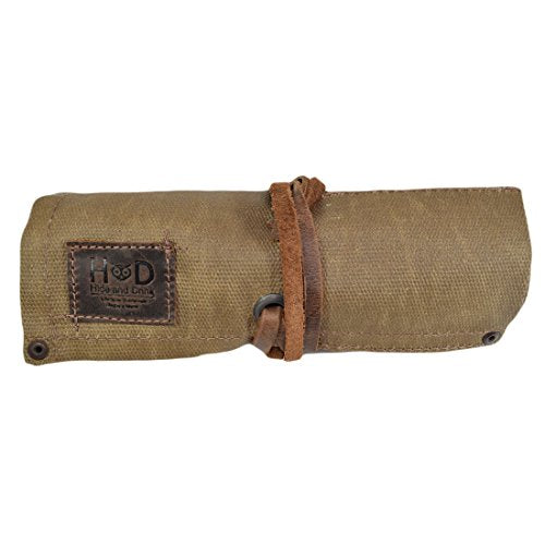 Hide & Drink, Waterproof Waxed Canvas Travel Watch Roll Organizer with 4 Slots, Easy Carry On Watchlover Storage, Handmade Travel Case, Fatigue - color: Fatigue