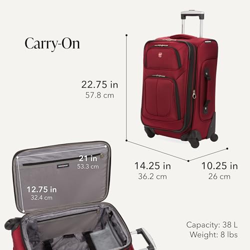 SwissGear Sion Softside Expandable Roller Luggage, Burgundy, 3-Piece Set (21/25/29) - color: Burgundy, size: 3-Piece Set (Carry-On/Medium/Large)