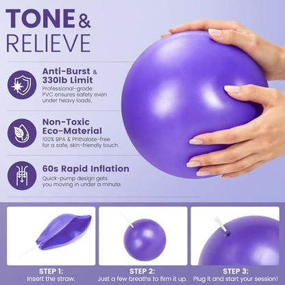 Pilates Kit for Women 13PCS, Pilates Ring and Ball Set with Magic Circle, Resistance Bands Set, Figure 8 Band, Yoga Ring & Grip Socks, Home Workout Equipment Essentials Starter Kit for Beginners - color: Purple
