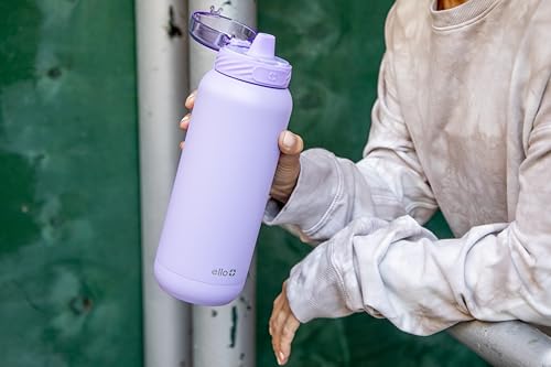 Ello Cooper 32oz Stainless Steel Water Bottle with Straw and Carry Handle, Double Walled and Vacuum Insulated Metal, Leak Proof Locking Lid with Soft Silicone Spout, Reusable, BPA Free, Lilac - color: Lilac, size: 32 Ounces