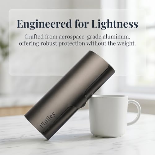 Philley Aluminum Ultra-Light Eyeglasses Case Hard Shell Nearsighted Glasses Case for Women & Men - color: Gun Grey