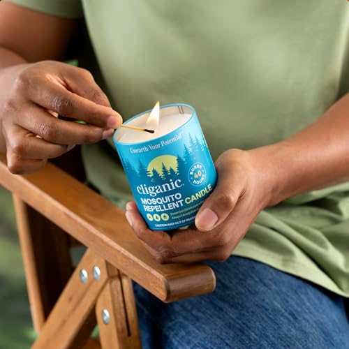 Cliganic Mosquito Repellent Candle (9oz) | Citronella, DEET Free, Essential Oil Infused for Outdoor, Camping | Burns 40 Hours - size: 9 Ounce (Pack of 1)
