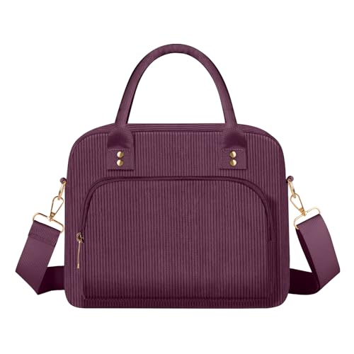 Lunch Bag Large Insulated Lunch Box for Women Men Adult Cute Purple Lunchbox Corduroy Lunch Bags Boxes Pail with Adjustable Shoulder Strap for Work Mom Picnic Office Travel 11.4×6.8×9.1 inches 11.5L - color: Vintage Purple