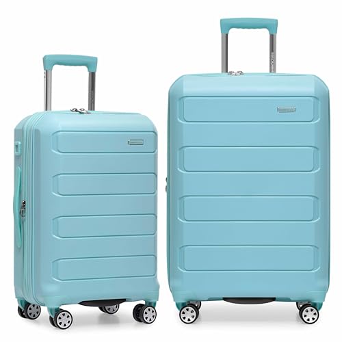 Traveler's Choice Pagosa Hardshell Expandable Luggage with Spinner Wheels, Baby Blue, 2-Piece Set (22/27) - color: Baby Blue, size: 2-Piece Set (22/27)