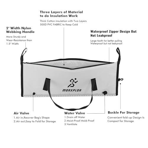 MORXPLOR Insulated Fish Cooler Bag for Fishing 41x17 47x17In 50x20In 60x24 72x30 80X40 Inches,Large Insulated Fish Kill Bag,Fishing Catch Bag Cooler with Water-resistant Zipper - color: 41inch Light Grey