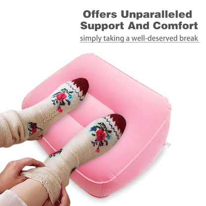 Inflatable Foot Rest, Carseat Feet Pillow, Airplanes Inflatable Foot Rest Cars, Travel Footrest Pillow for Home Office,Trains, 14.5" L×11.8" W×7.9”H
