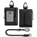 VULKIT RFID Blocking Lanyard Wallet for Men and Women, Nylon Neck Wallet with ID Window, Zipper Pouch and Keychain, Magnetic Pocket for Hiking, Fishing and Outdoor Activities, Carbon Black - color: Carbon Black