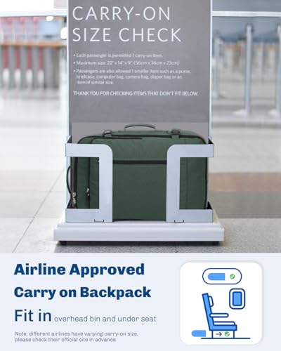 Hynes Eagle Carry on Backpack 38L Large Travel Backpack for Women Flight Approved Weekender Bag Laptop Backpack Men 15 inches Oliver Green - color: Oliver Green