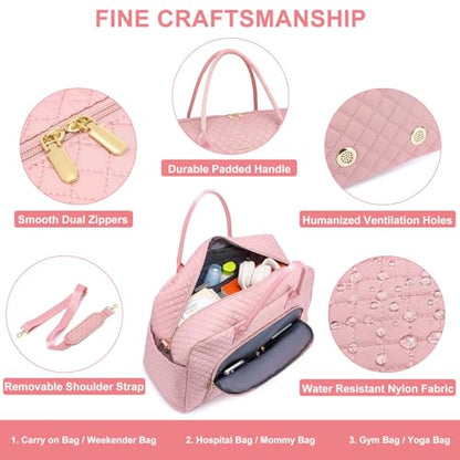 Letter Travel Duffle Bags for Women - Initial Personalized Weekender Bag with Shoe Compartment Carry On Overnight Bag with Toiletry Bag Duffel Bags Hospital Bags Birthday Gifts Pink (Letter M) - color: Z-Pink M