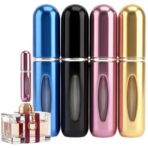5ml Travel Perfume Bottle Refillable Atomizer Sprayer for Perfume,Leakproof Perfume Atomizer Travel, Portable Refillable Perfume Bottles, (Blue, Black, Pink, Gold) - color: Blue, Black, Pink, Gold