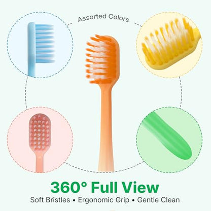 100-Pack Premium Bulk Disposable Toothbrushes, Individually Wrapped, Soft Bristles, Peanut Grip Handle for Travel, Guest Bathroom, Hotel & Emergency Kits, Family, Kids & Adults, Single Use - size: 1 Count (Pack of 100)