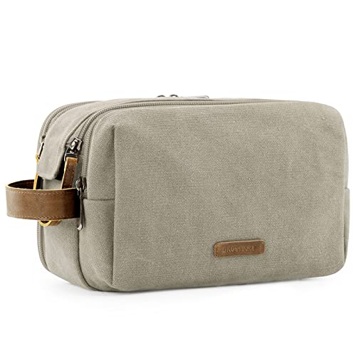 BAGSMART Toiletry Bag for Men, Canvas Travel Toiletry Organizer Dopp Kit Water-resistant Shaving Bag for Toiletries Accessories,Beige-Large - color: Beige, size: Large