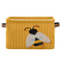 Cute Bee Square Storage Basket Bin Canvas Fabric Compressible Organizer Basket with Handle for Bedroom Nursery Office, 1PCS - color: Bee 1