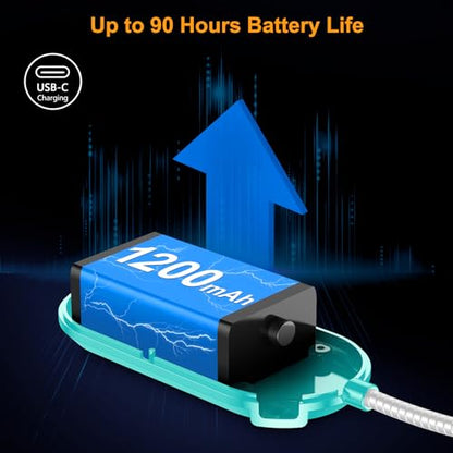 Gritin Rechargeable Book Light for Reading in Bed with 19 LED &Memory Function-Eye Caring 3 Color Temperatures,5 Brightness Levels,90 Hrs Runtime Flexible Goose Neck Clip on Light-Blue - color: Blue