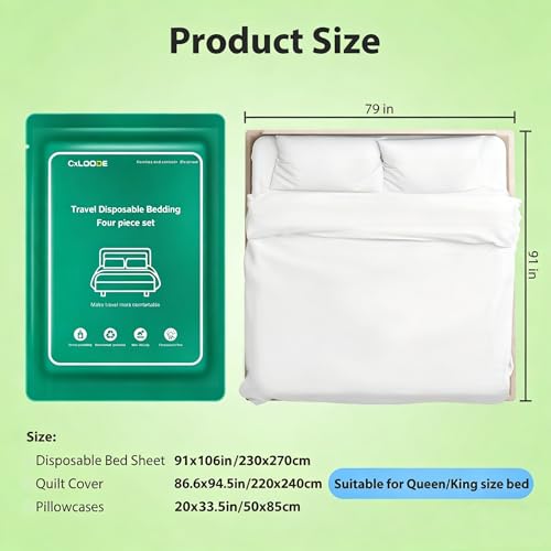 2 Pack Disposable Bed Sheet, Disposable Sheet for Travel Bedding Cover Portable Sheet with Quilt Cover, Bed Sheet and Pillowcase for Travel Business Trip Spa Hotel - color: 2 Pack