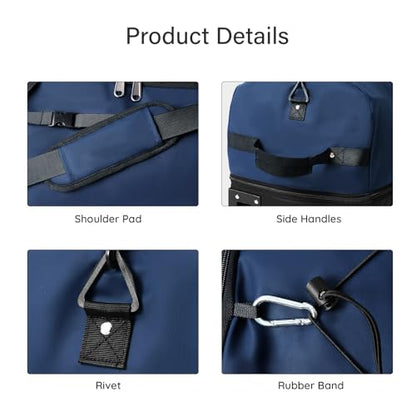 32" Soft-Sided Foldable Wheeled Duffle Bag, 110L Expandable 140L Rolling Travel Bag with Matching Storage Pouch, Updated Navy - color: Navy