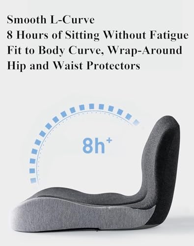Orthopedic Cushion,Ergonomic Memory Foam L-Shaped Integrated Seat Cushions with Adjustable Strap,Ultra Breathable Non-Slip Design for Office Chair,Car,Wheelchair (Black+Gray) - color: Black+gray