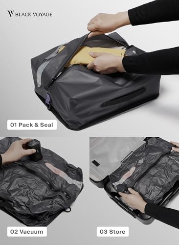 Black Voyage Reusable Vacuum Compression Travel Bag for Carry-On Suitcase and Backpack, Recycled IPX8 Waterproof Space Saver Vacpack (2-Pack, 18L - No Pump) - color: Gray 18L (2-Pack), size: 18L (No Air Pump)