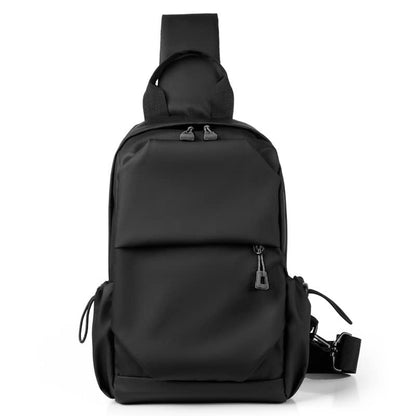 Waterproof Polyester Slim Unisex Crossbody Sling Bag Chest Backpack Men's Shoulder Bag, Leisure Travel Handbag, Hard Shell Anti-Theft Chest Bag, Chest Bag - Black, 30.5 cm, Retro - color: Chest Bag - Black