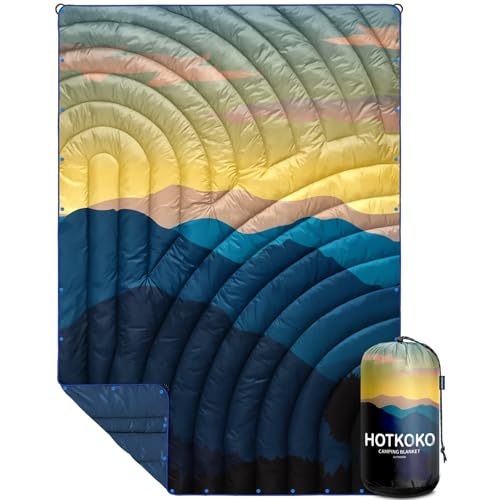 Camping Blanket,Lightweight Puffy Printed Camping Blanket Packable Outdoor Blanket for Camping,Traveling, Stadium, Hiking, Picnics - color: Blue Mountains, size: 52x75"