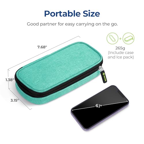 AUVON Insulin Cooler Travel Case with 2 x 90g TSA Approved Ice Packs, Diabetic Medication Insulated Cooling Bag for Insulin Pens and Diabetic Supplies Storage, Compact for Daily Life and Trips - color: Green