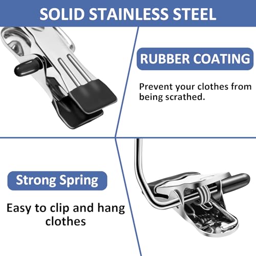 Boot Hangers for Closet,30 Pack Laundry Hooks with Clips,Stainless Steel Boot Hanger Clips,Portable Hangers Single Clip Space Saving Boot Clips for Hanging (Black) - color: Black