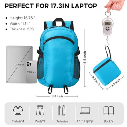 Small Hiking Backpack 15L Travel Lightweight Hiking Packable Daypack Water-Resistant Foldable Backpacks for Women Men Camping (Blue) - color: Blue, size: 15L