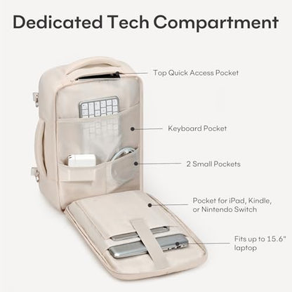 mibasies 30L Travel Backpack for Women & Men: Flight Approved Carry On Backpack, TSA Personal Item Bag with Water Bottle Pocket, Weekender Essentials Backpacks fits 15.6" Laptop - Beige - color: Beige, size: Large