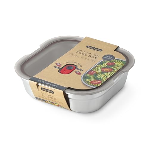 BLACK + BLUM Lunch Box - Meal Prep Containers Reusable for Picnic & Camping - Microwavable Stainless Steel Lunch Dinner Food Storage Box with Leak Proof Lid - Dishwasher Oven Safe - Large Square 37oz - size: Large Square Box (1.4L)