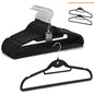 Velvet Stackable Hangers 30 Pack, STOPKLAS Black Clothes Hanger Non Slip Felt Hangers with 360° Swivel Hook, Thin Hanger Space Saving, Heavy Duty Closet Hanger for Clothes, Coats, Suits, Dress, Pants - color: Black
