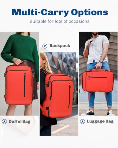 Hynes Eagle Carry on Backpack 38L Large Travel Backpack for Women Flight Approved Weekender Bag Laptop Backpack Men 15 inches Orange - color: Orange