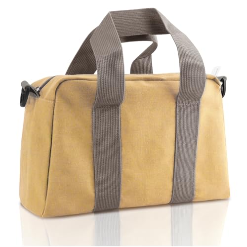 Small Tool Bag, Canvas Tool Storage Bag, Large Capacity Multipurpose Zipper Soft Tote Organizer Pouch for Electrician, Plumbing, Gardening,Tools Bags for Men (Khaki, 14 Inch) - color: khaki, size: 14 inch